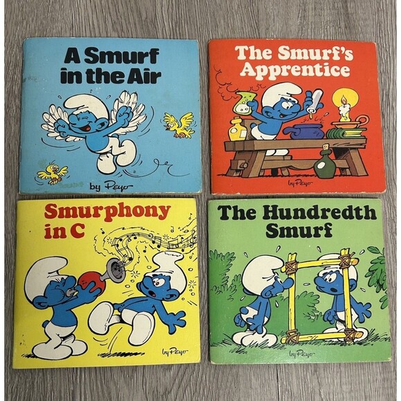 Smurf Mini Storybooks by Peyo Set of 4 Paperback 1980 1982 Smurf In The Air - Picture 1 of 13